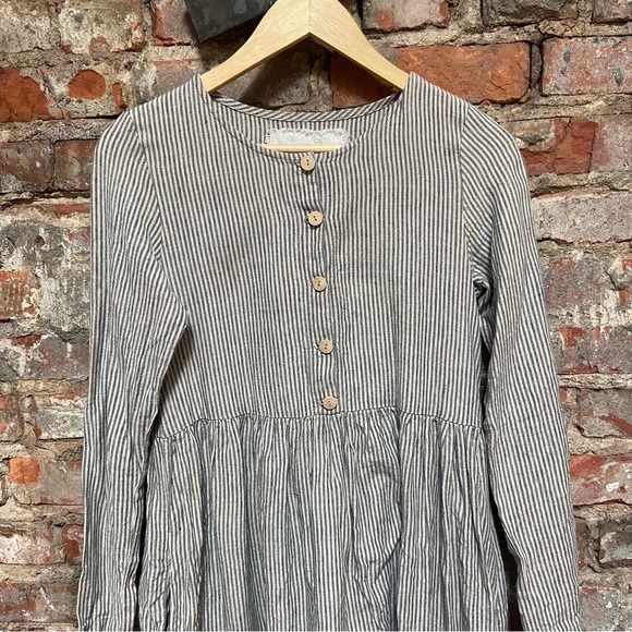 SOLD | NotPerfectLinen | Mama Midi Dress | Natural Grey Stripe | XS - Picture 7 of 7